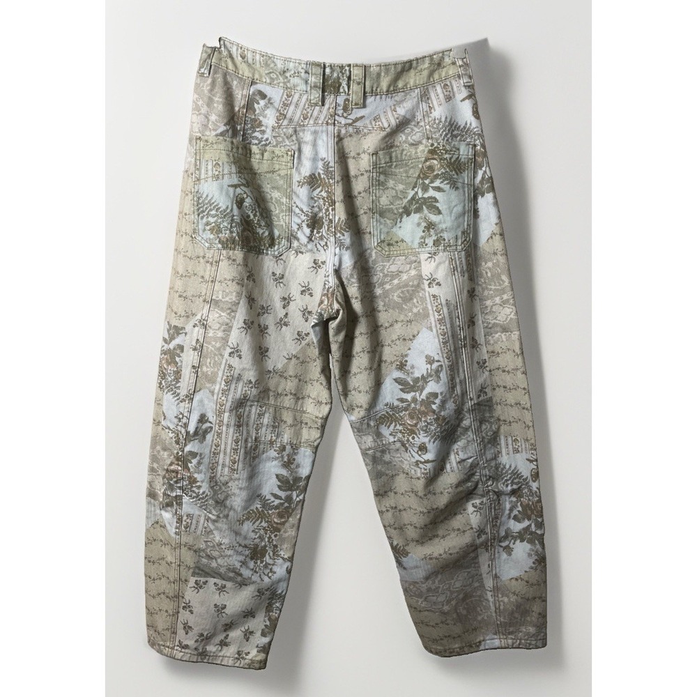 Miou Muse Floral Print High Rise Barrel Leg Ankle Pants Women's Medium NWT - Picture 2 of 9
